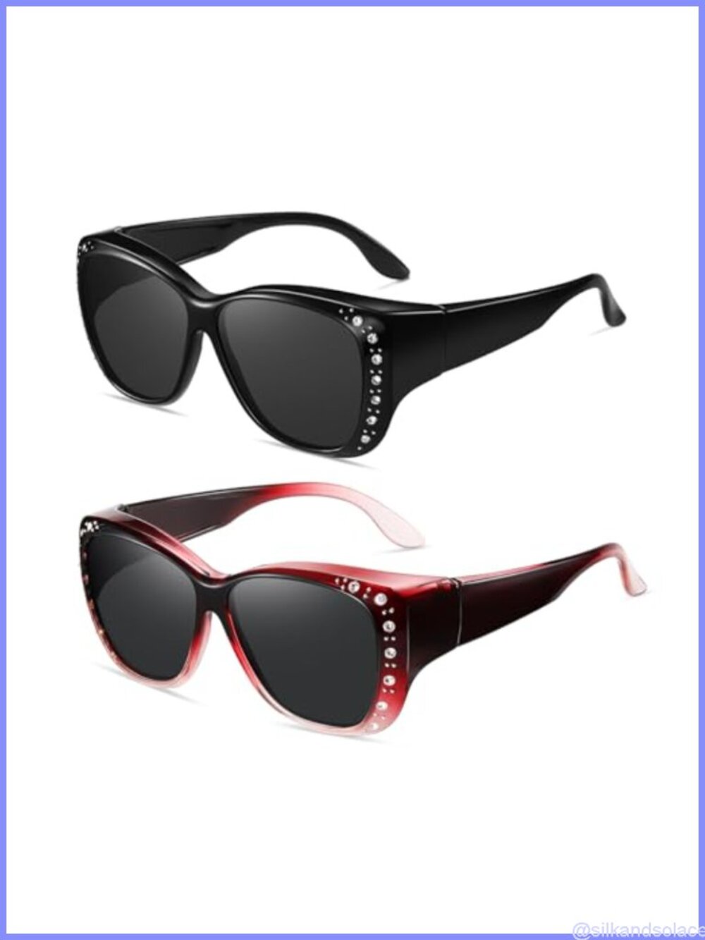 Polarized Fit Over Glasses Sunglasses UV400 Protection Retro Rhinestone Women